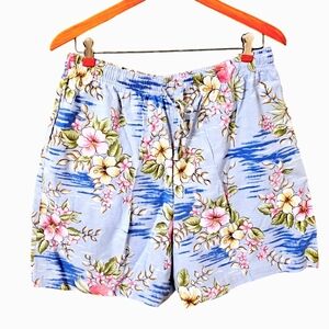 Vintage 90s Tropical Shorts Pink Blue